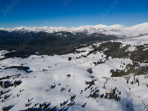 Aerial view of Rila mountain near Belmeken Dam, Bulgaria photo