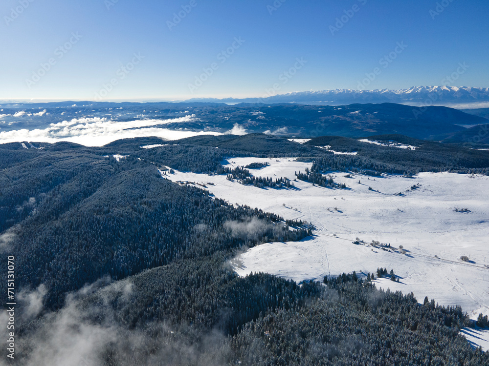 Obraz premium Aerial view of Rila mountain near Belmeken Dam, Bulgaria