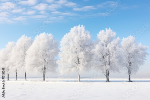 frozen trees in a line 