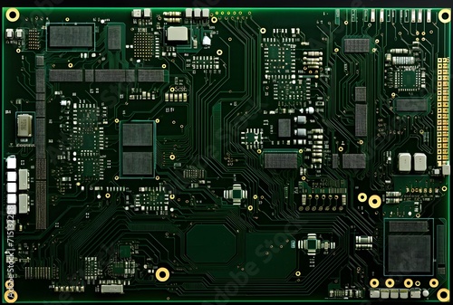 Top view of circuit board. Generative AI 