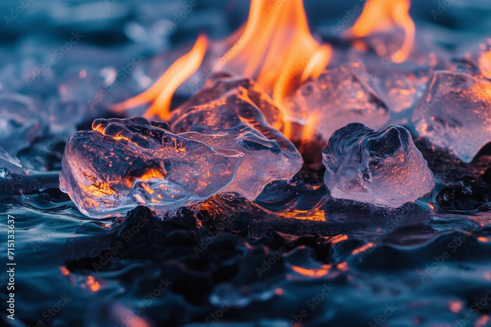 ice on fire, melting in the heat, as a visual representation of run