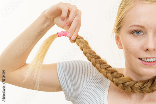 Blonde girl with braid hair