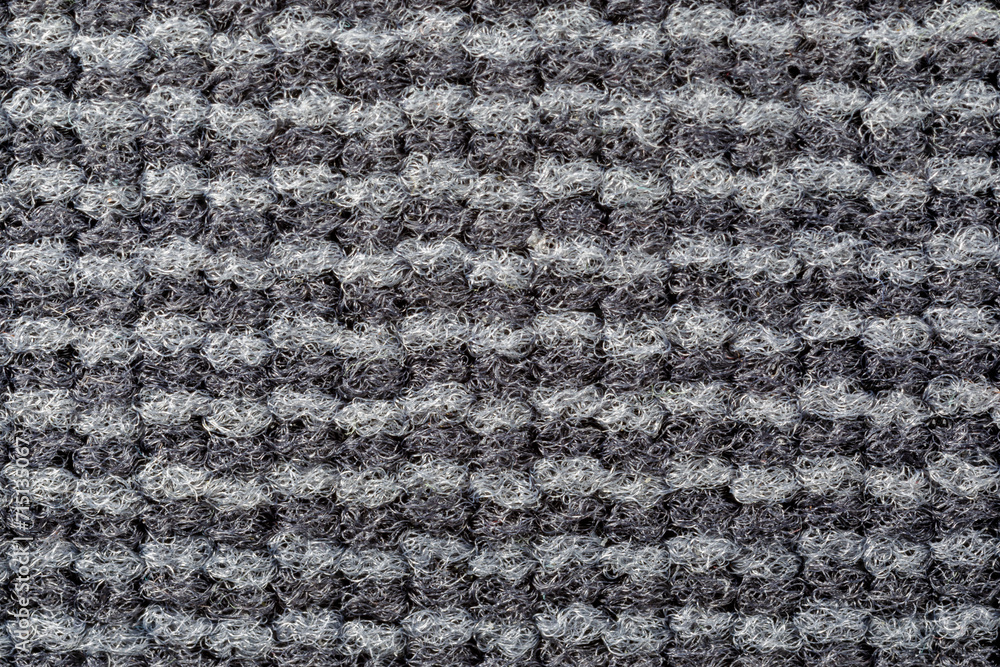 Fototapeta premium Close grey checkered felt nylon fabric texture