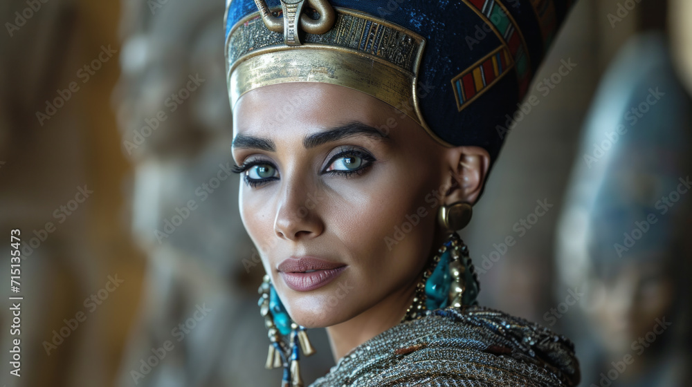 Neferneferuaten Nefertiti, queen of the 18th Dynasty of Ancient Egypt. - obrazy, fototapety, plakaty 