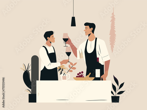 Cata de vino dos hombres