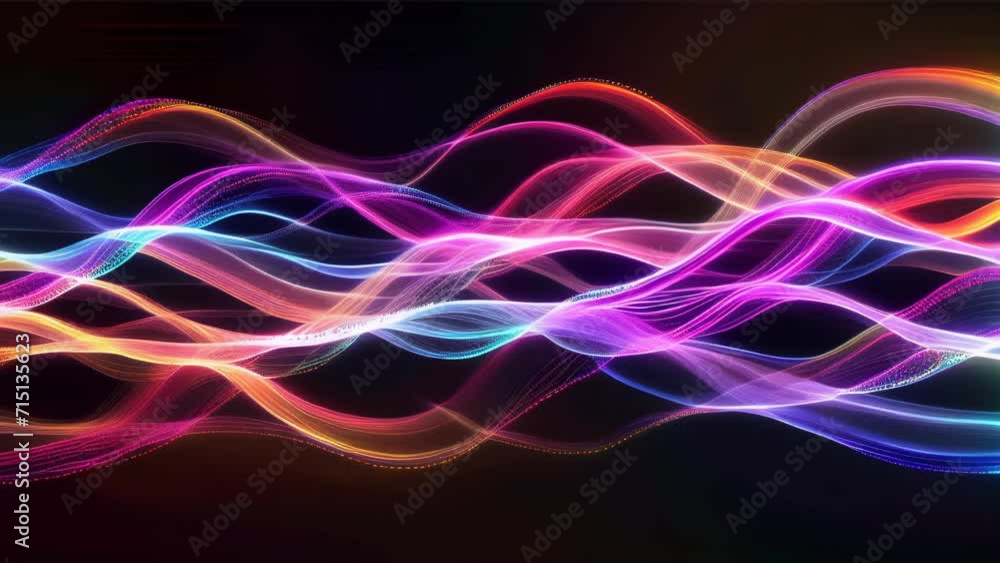 A pattern like waves woven by vividly colored lights flowing through darkness.
A pattern like waves woven by vividly colored lights flowing through darkness.