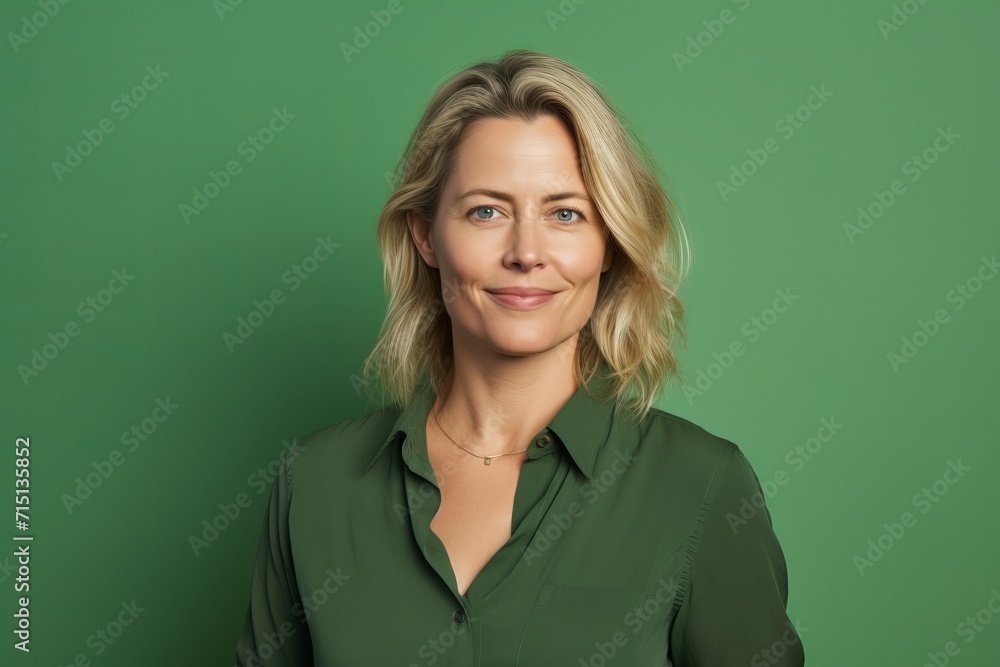 Portrait of a smiling businesswoman looking at the camera against a green background Portrait of a smiling businesswoman looking at the camera against a green background