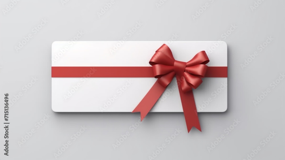 Blank white gift voucher with red ribbon bow or empty Ai Generative Blank white gift voucher with red ribbon bow or empty Ai Generative