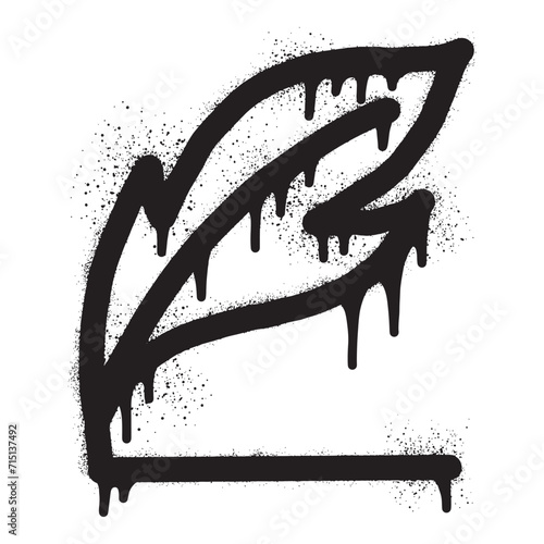 Quill graffiti drawn with black sprsy paint