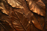 Cocoa texture background. Abstract golden plant. Art line ornament. Organic dark chocolate.