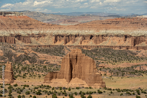 Cathedral Valley Formations in a Row Across Capitol Reef