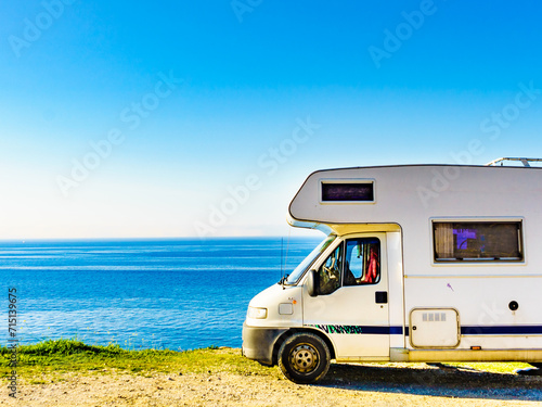 Rv caravan camping on sea shore