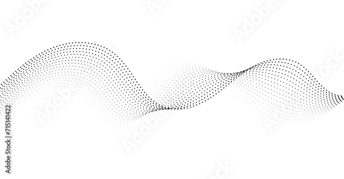 Flowing Dot Wave Halftone Pattern on Transparent Background	