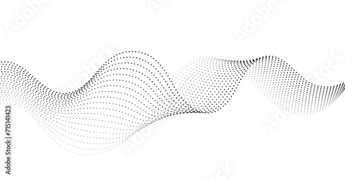 Flowing Dot Wave Halftone Pattern on Transparent Background 