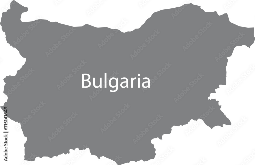 Gray map of Bulgaria with the inscription of the name of the country inside map