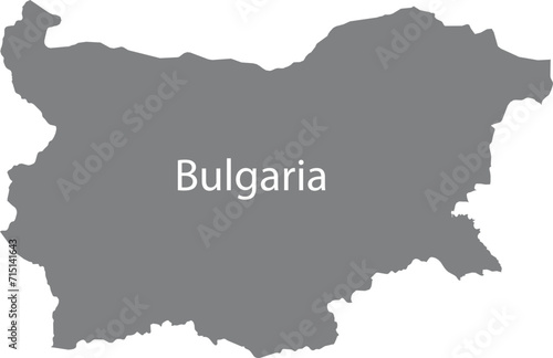 Gray map of Bulgaria with the inscription of the name of the country inside map