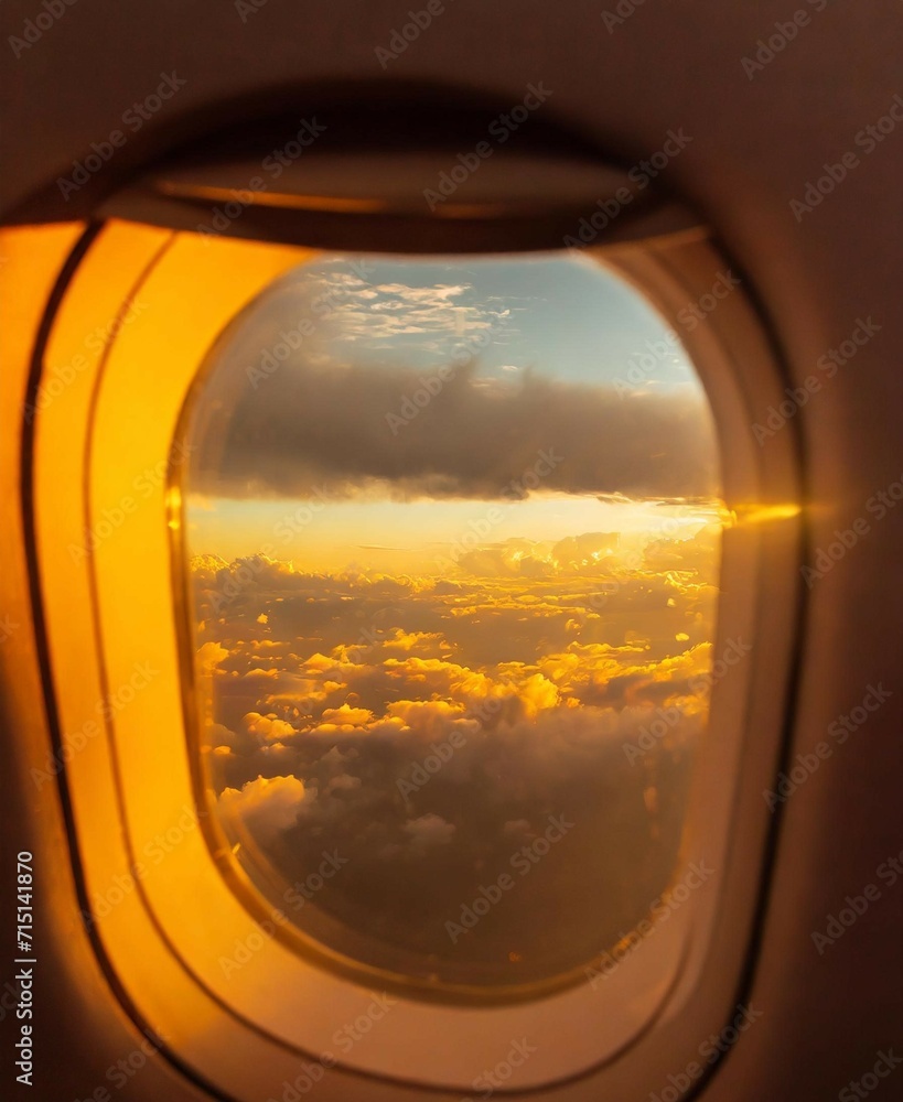 blue sky through the airplane window blue sky through the airplane window