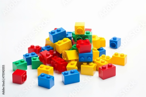 Vivid toy blocks on white background. Generative AI