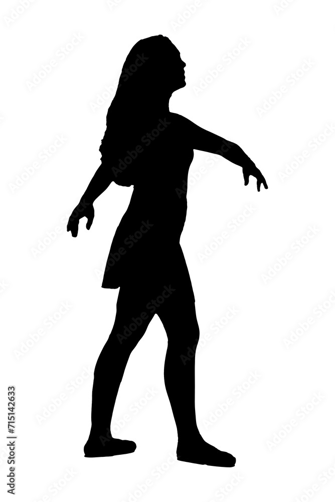 female body expression in silhouette dance movements fashion style vector image for mocup cutout