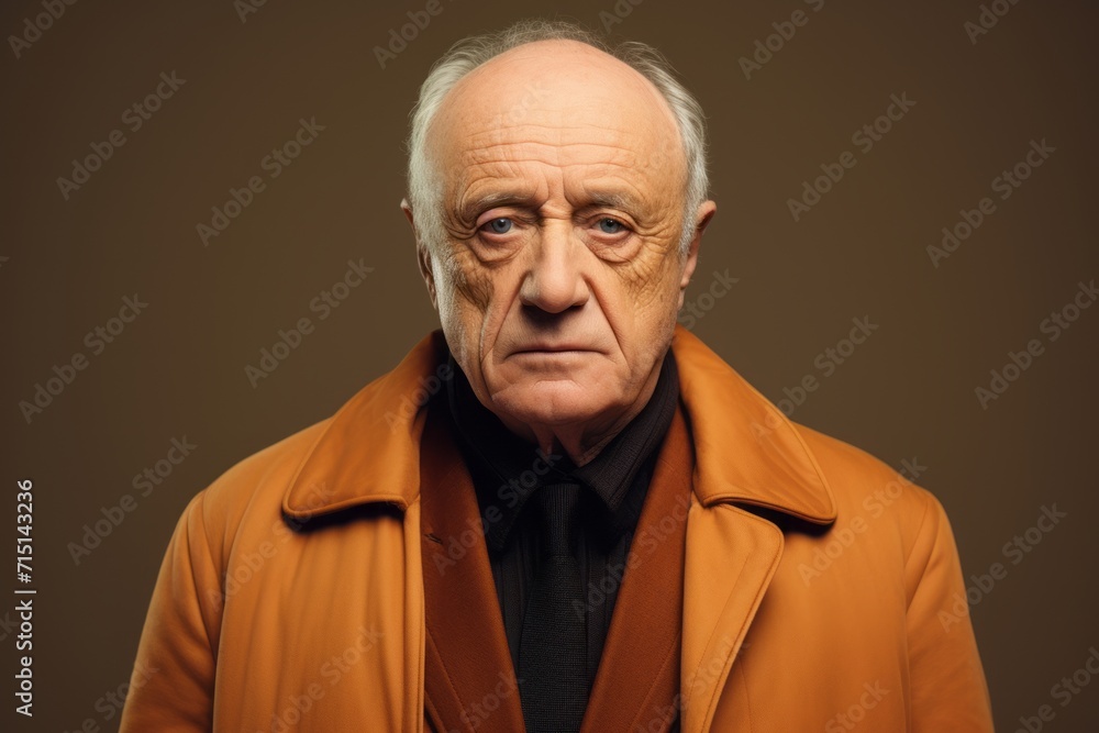 Studio portrait of an elderly man in a coat. Studio shot. Studio portrait of an elderly man in a coat. Studio shot.