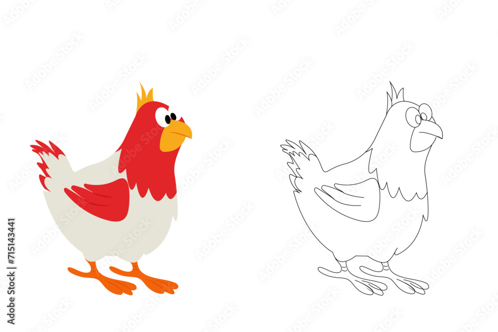childrens illustration of a chicken coloring childrens illustration of a chicken coloring