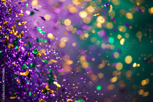 Obraz na płótnie Mardi Gras carnival blurred confetti backdrop