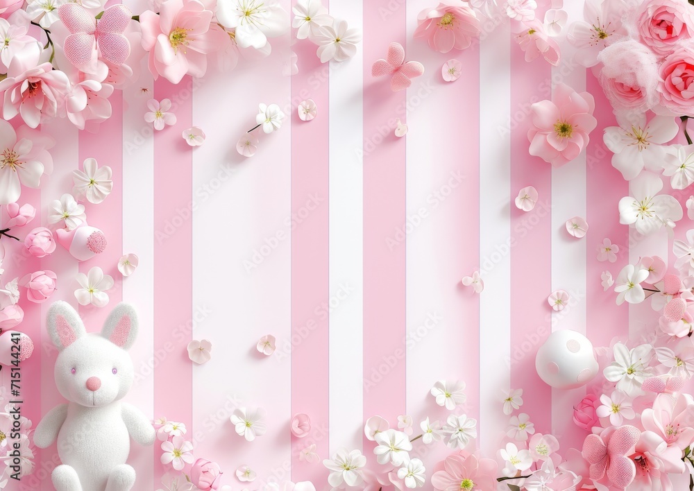 Obraz premium Baby Girl Announcement Shower Birthday Card Background Wallpaper Image 5 x 7 Pink