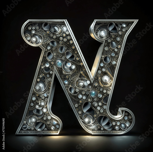 3d golden Letter N - Logo  © Faris