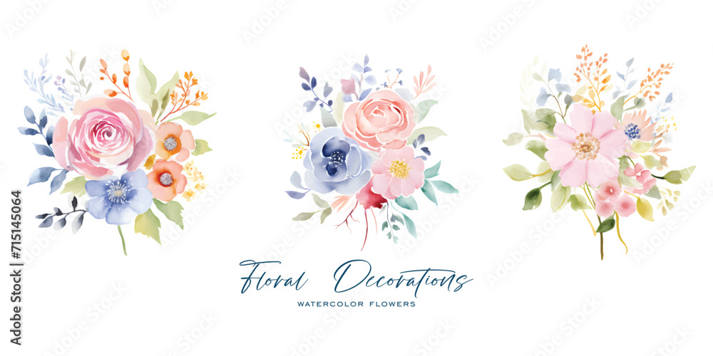 An elegant and beautiful watercolor flower is very suitable for wedding decoration purposes or as a wedding invitation element