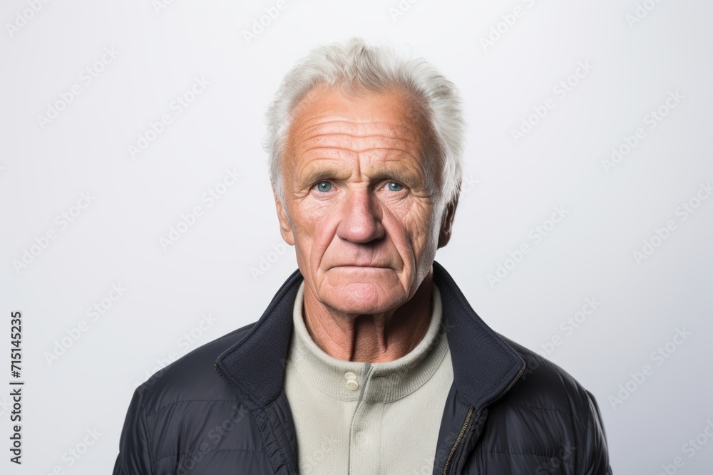 Senior man making funny face over grey background. Looking at camera. Senior man making funny face over grey background. Looking at camera.