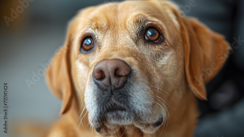 veterinarians dog checkup in the clinic. close up portrait of a dog. portrait of a labrador retriever