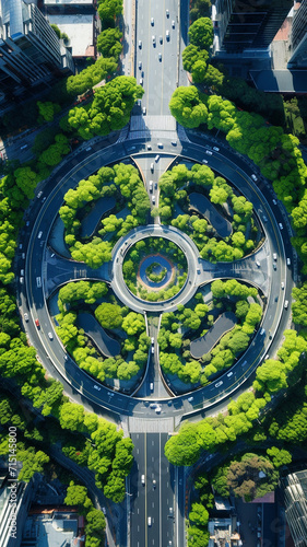 a city park with trees and bushes that forms the shape of a lucky 4