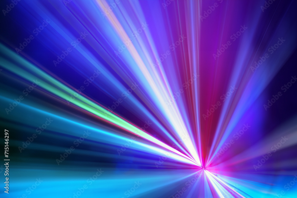 Fototapeta premium High speed colorful rays of light radial motion background. Neon, laser burst modern effect concept