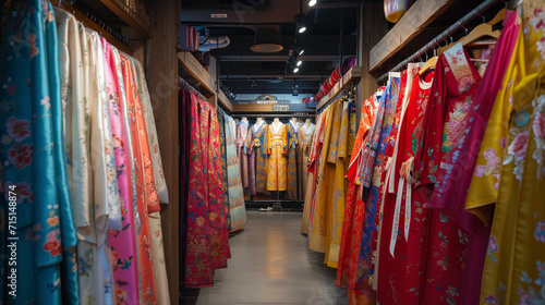 Colors of Tradition: A Hanbok Store in a Korean Market © DY
