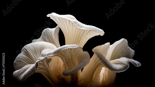 Group of oyAi Generativester mushrooms isolated on black background