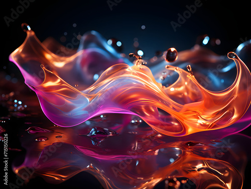 Colorful Liquid and Smoke Floating on Dark Background. Neon Smoke Wallpaper. Scattered Color Spectrum