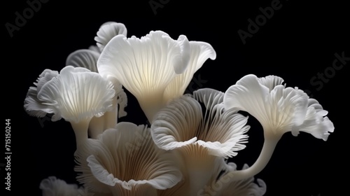Group of oyAi Generativester mushrooms isolated on black background