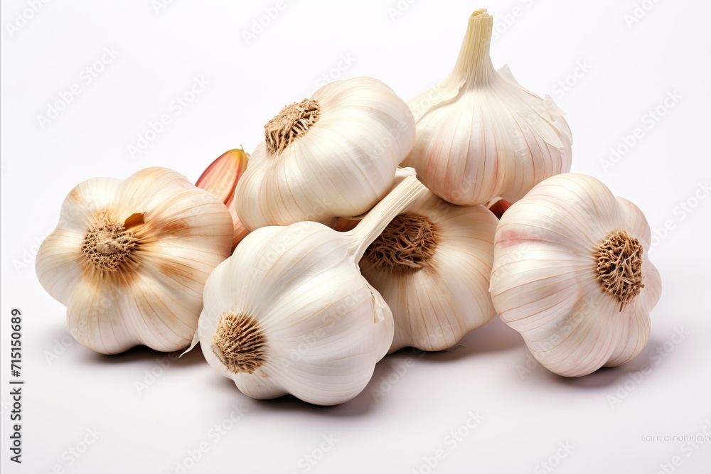 Whole fresh garlic bulbs isolated on a white background for culinary ingredient and cooking concept Whole fresh garlic bulbs isolated on a white background for culinary ingredient and cooking concept