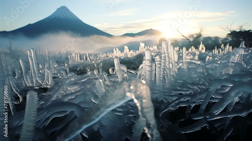 imagine ice dew all over around the mountain  dieng indonesia image