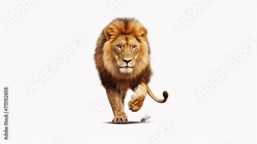 majestic african lion running towards camera isolate Ai Generative