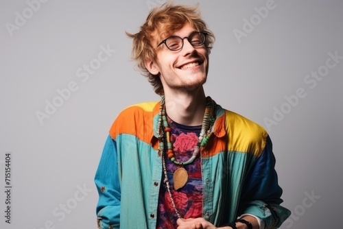 Portrait of a funny young hipster man with eyeglasses