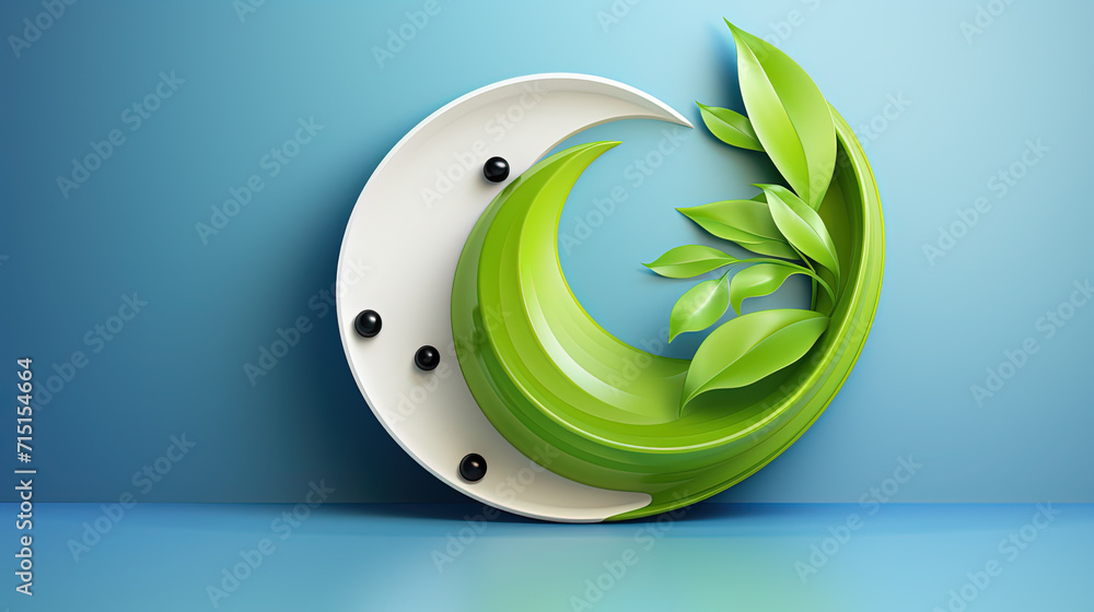 Yin and Yang Green and Blue Color Symbol on BlueBackground Stock ...