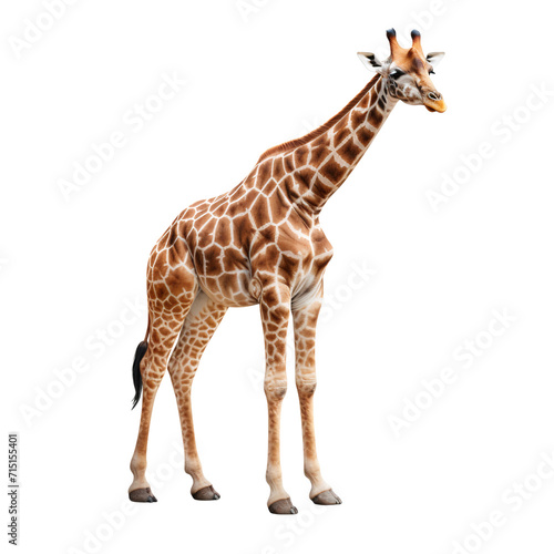 Full body portrait of a giraffe, isolated on transparent background
