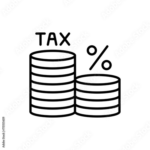 Tax percent outline icons, minimalist vector illustration ,simple transparent graphic element .Isolated on white background