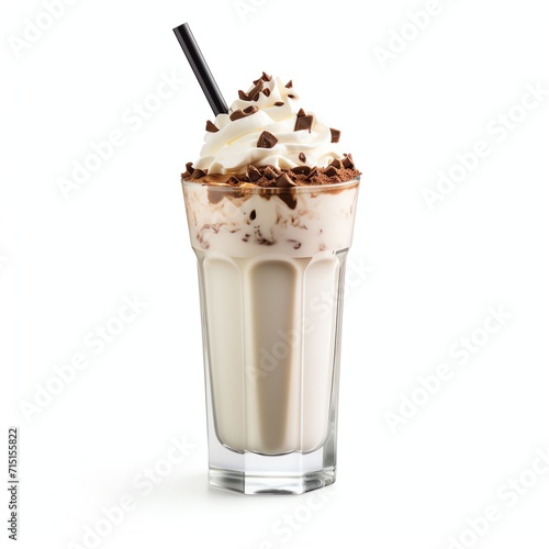 a vanilla chocolate milkshake, studio light , isolated on white background