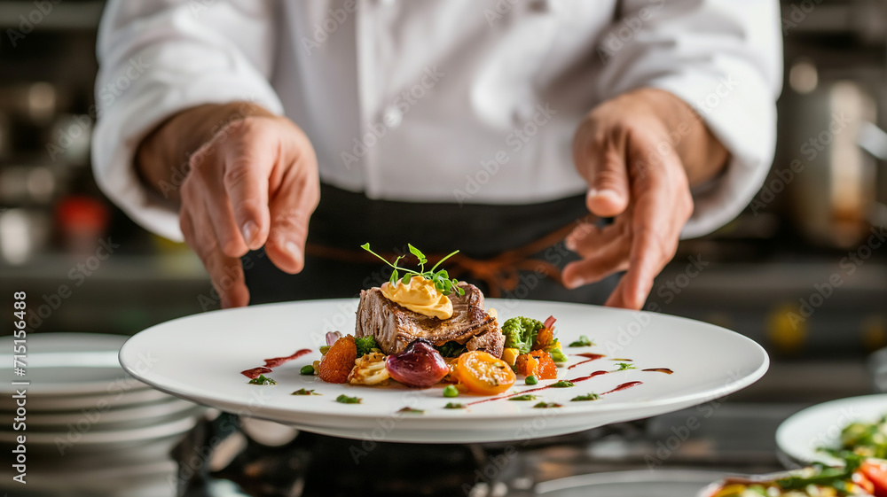 A delicious chef's plate prepared for presentation A delicious chef's plate prepared for presentation