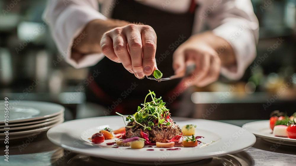 A delicious chef's plate prepared for presentation A delicious chef's plate prepared for presentation