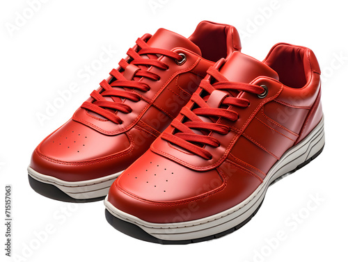 Red Sneakers Isolated on Transparent Background. Fashionable Casual Shoes for Shoe Shop Ad Design