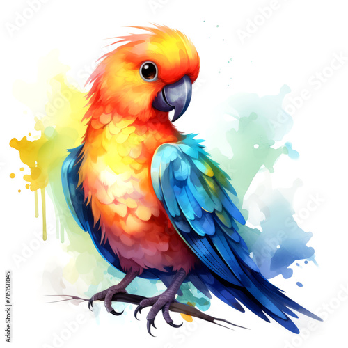 Parrot bird watercolor illustration for poster and sublimation design print
