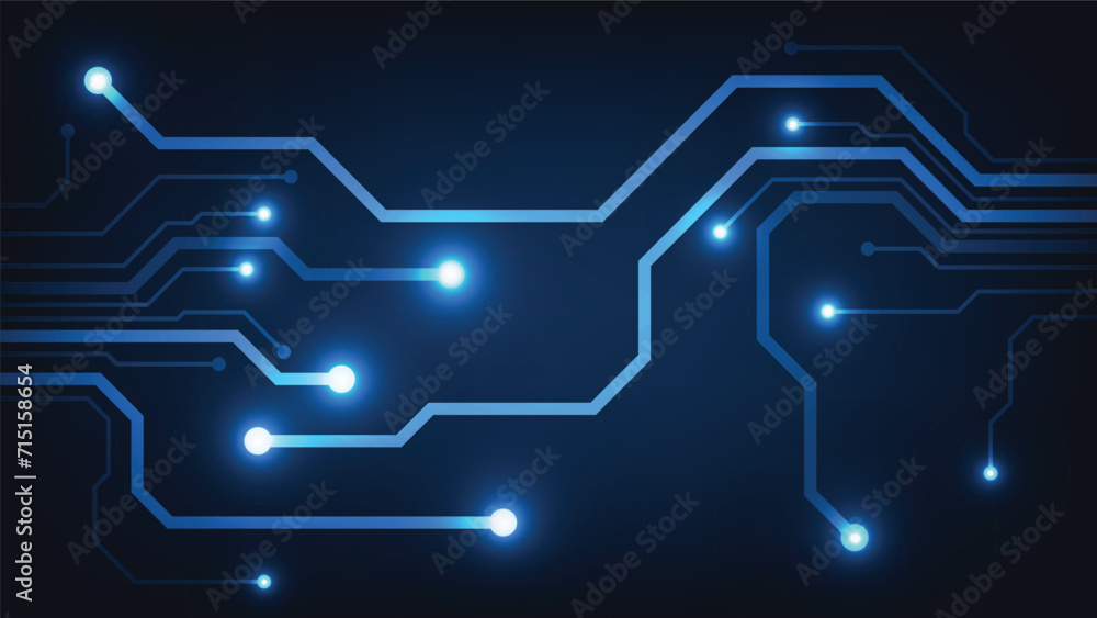 Obraz premium circuit board with blue light. technology background